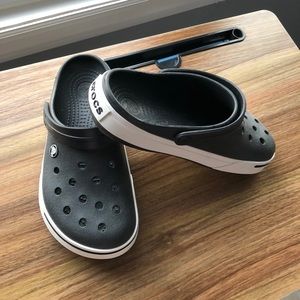 Black and white crocs